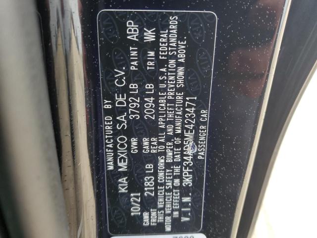 3KPF34AD5ME423471 - 2021 KIA FORTE GT LINE BLACK photo 13