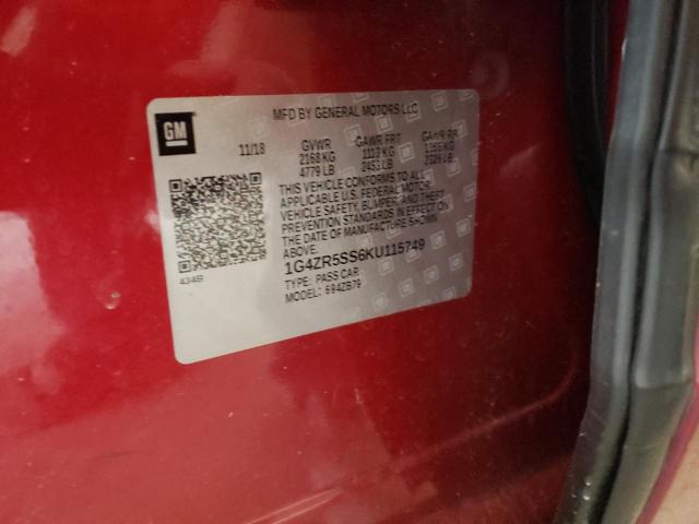 1G4ZR5SS6KU115749 - 2019 BUICK LACROSSE ESSENCE MAROON photo 12