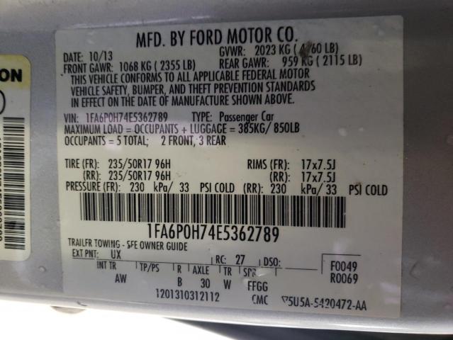 1FA6P0H74E5362789 - 2014 FORD FUSION SE SILVER photo 13