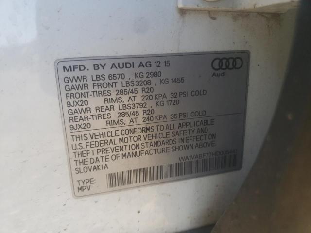 WA1VABF77HD005441 - 2017 AUDI Q7 PRESTIGE WHITE photo 12