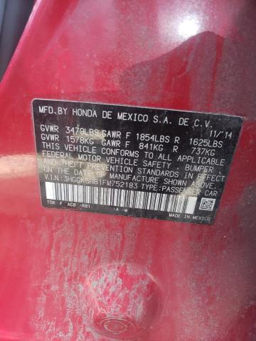 3HGGK5H81FM752183 - 2015 HONDA FIT EX RED photo 12