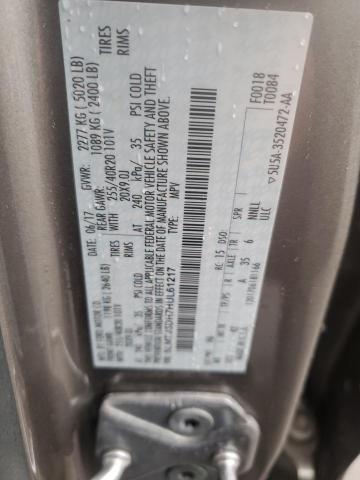 5LMTJ3DH7HUL61217 - 2017 LINCOLN MKC RESERVE თაფლისფერი ფოტო 13