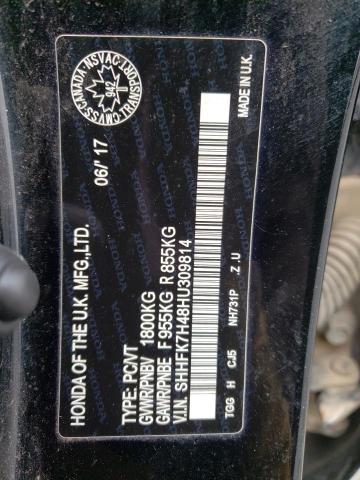 SHHFK7H48HU309814 - 2017 HONDA CIVIC SPORT 黑色 照片 12