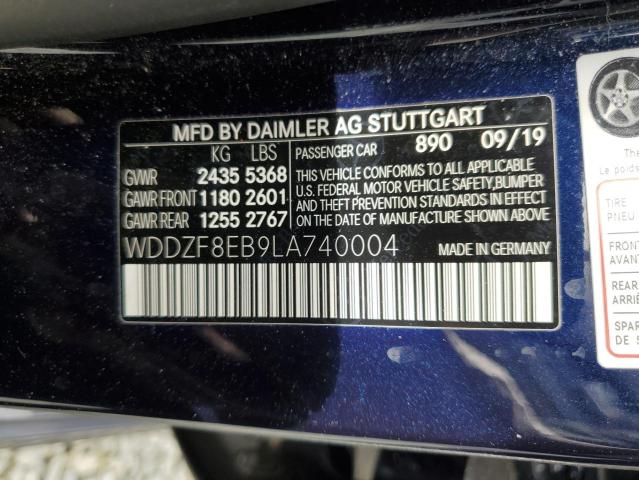 WDDZF8EB9LA740004 - 2020 MERCEDES-BENZ E 350 4MATIC BLUE photo 13