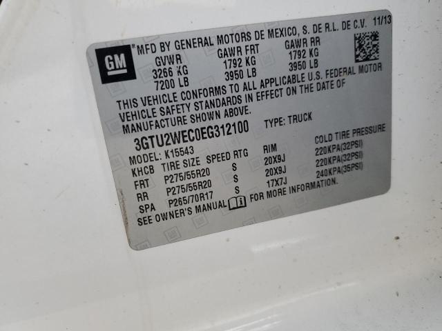 3GTU2WEC0EG312100 - 2014 GMC SIERRA K1500 DENALI WHITE photo 12