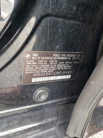 WBAKB4C57BC574143 - 2011 BMW 7 SERIES LI შავი ფოტო 12