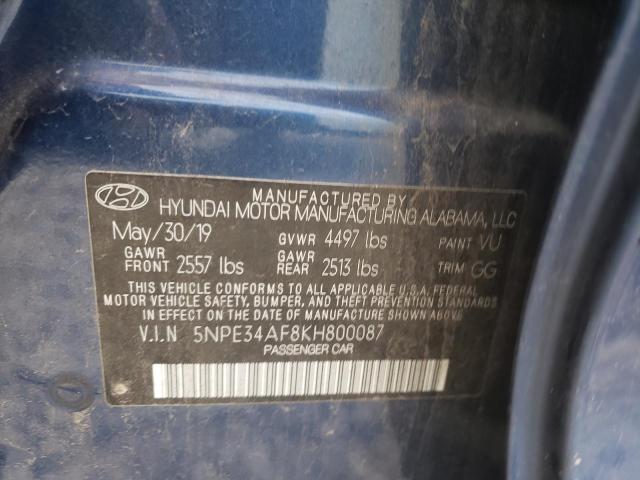 5NPE34AF8KH800087 - 2019 HYUNDAI SONATA LIMITED BLUE photo 12