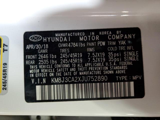 KM8J3CA2XJU752890 - 2018 HYUNDAI TUCSON VALUE WHITE photo 14