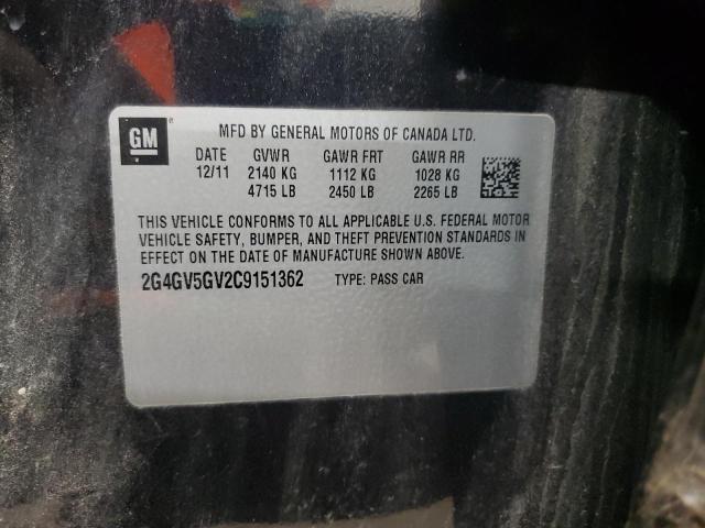 2G4GV5GV2C9151362 - 2012 BUICK REGAL GS 黑色 照片 12