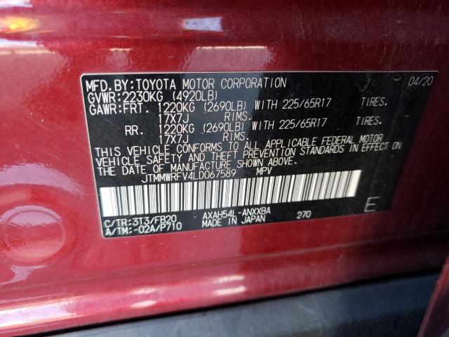 JTMMWRFV4LD067589 - 2020 TOYOTA RAV4 LE RED photo 14