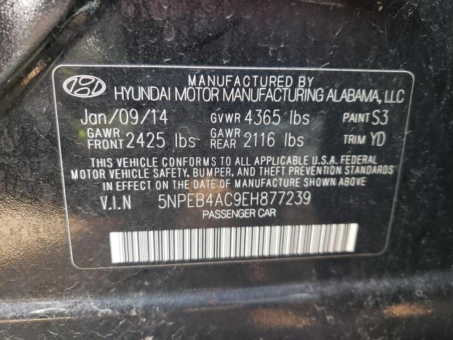 5NPEB4AC9EH877239 - 2014 HYUNDAI SONATA GLS BLACK photo 12