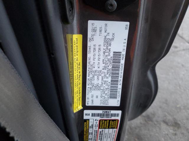 5TFTX4CN1FX057914 - 2015 TOYOTA TACOMA ACCESS CAB გრაფიტი ფოტო 12