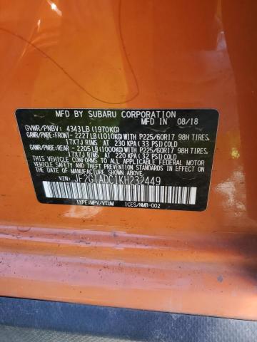 JF2GTADC1KH232449 - 2019 SUBARU CROSSTREK PREMIUM ORANGE photo 12