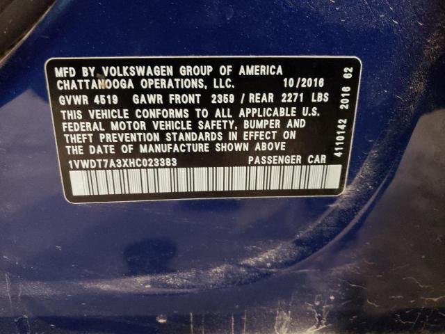 1VWDT7A3XHC023383 - 2017 VOLKSWAGEN PASSAT R-LINE Mavi foto 12