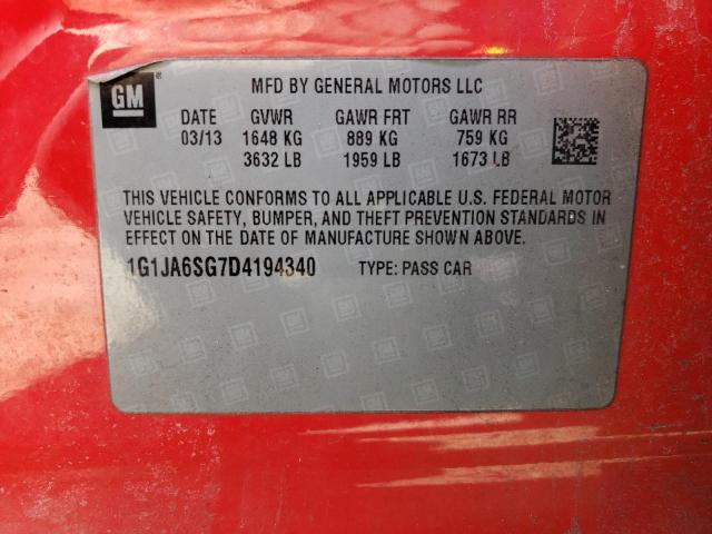 1G1JA6SG7D4194340 - 2013 CHEVROLET SONIC LS წითელი ფოტო 13