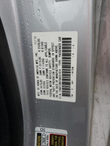 1HGCT2B87DA001814 - 2013 HONDA ACCORD EXL SILVER photo 12