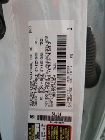 5TFRM5F1XJX123399 - 2018 TOYOTA TUNDRA DOUBLE CAB SR/SR5 WHITE photo 12