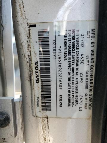 YV1SW61R922216387 - 2002 VOLVO V70 SILVER photo 13