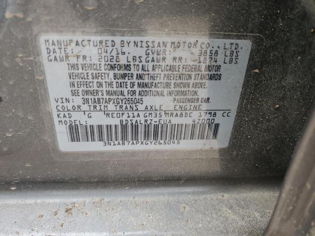 3N1AB7APXGY265045 - 2016 NISSAN SENTRA S GRAY photo 12