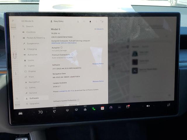 5YJSA1E51NF475990 - 2022 TESLA MODEL S 白色 照片 9
