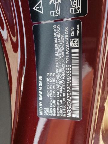 WBS43AZ02PCM93585 - 2023 BMW M4 COMPETITION MAROON photo 12