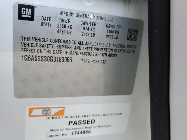 1G6AS5SS0G0183066 - 2016 CADILLAC CTS PERFORMANCE COLLECTION Белый фото 12