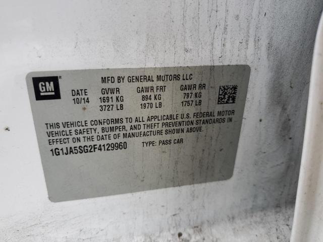 1G1JA5SG2F4129960 - 2015 CHEVROLET SONIC LS WHITE photo 12