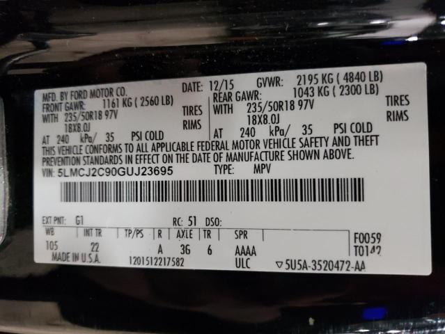 5LMCJ2C90GUJ23695 - 2016 LINCOLN MKC SELECT 黑色 照片 13