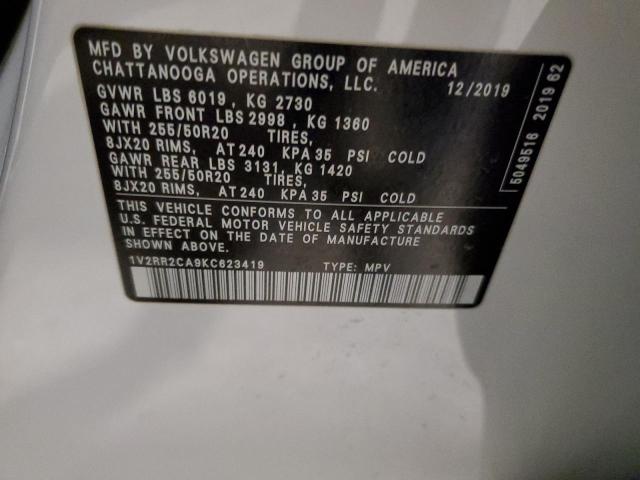 1V2RR2CA9KC623419 - 2019 VOLKSWAGEN ATLAS SEL Ağ foto 13