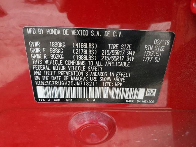 3CZRU6H35JM718214 - 2018 HONDA HR-V LX RED photo 13