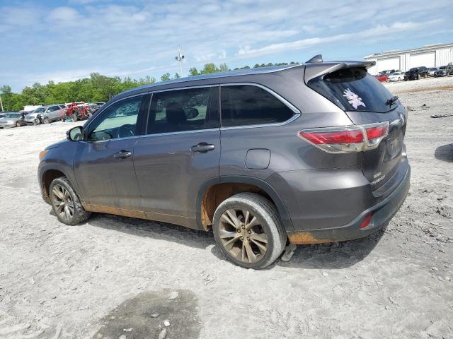 5TDKKRFH5FS103103 - 2015 TOYOTA HIGHLANDER XLE GRAY photo 2