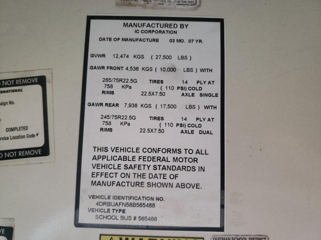 4DRBUAFN58B565488 - 2008 IC CORPORATION 3000 YELLOW photo 10