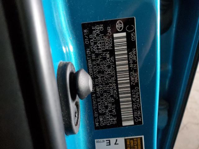 JTDKARFP8J3072126 - 2018 TOYOTA PRIUS PRIM 青绿色 照片 12