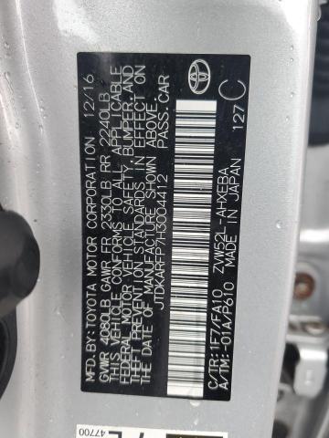 JTDKARFP7H3004412 - 2017 TOYOTA PRIUS PRIM ვერცხლისფერი ფოტო 13