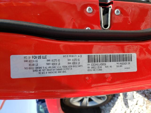 2C3CDXHG1JH290536 - 2018 DODGE CHARGER SXT PLUS RED photo 12