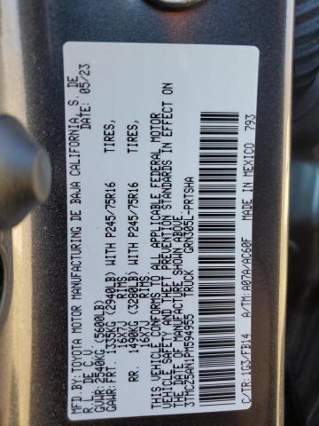 3TMCZ5AN1PM594955 - 2023 TOYOTA TACOMA DOUBLE CAB GRAY photo 13