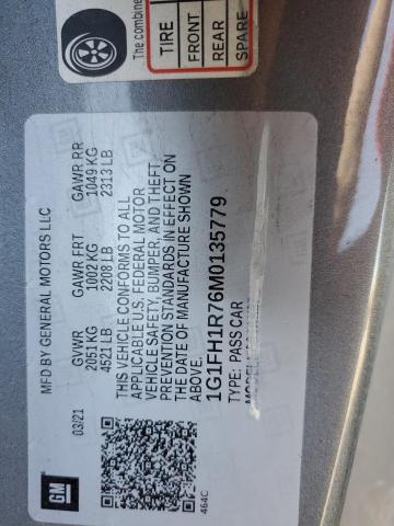 1G1FH1R76M0135779 - 2021 CHEVROLET CAMARO SS GRAY photo 12