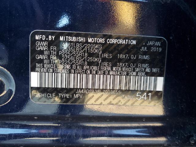 JA4AD2A38LZ003655 - 2020 MITSUBISHI OUTLANDER ES BLACK photo 13