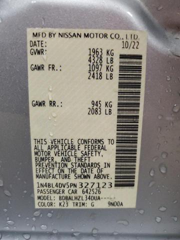 1N4BL4DV5PN327123 - 2023 NISSAN ALTIMA SV SILVER photo 12