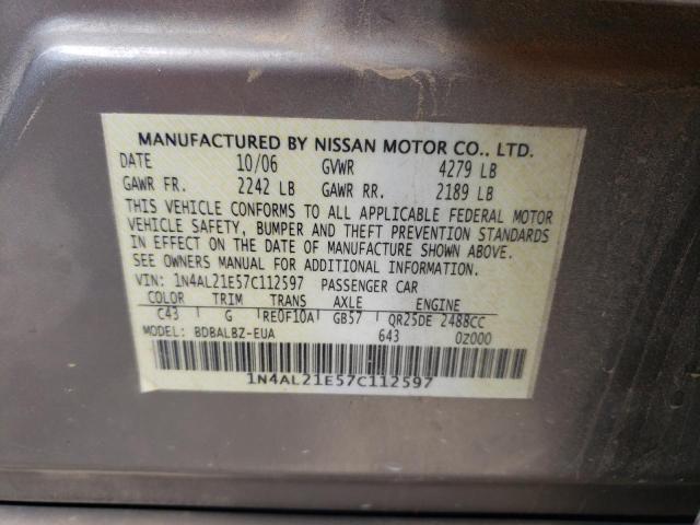 1N4AL21E57C112597 - 2007 NISSAN ALTIMA 2.5 GRAY photo 13