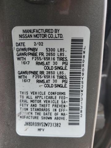 JN8DR09Y52W731382 - 2002 NISSAN PATHFINDER LE თაფლისფერი ფოტო 13