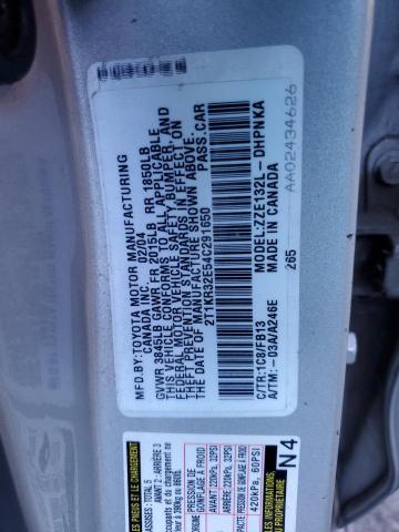 2T1KR32E54C291650 - 2004 TOYOTA COROLLA MA XR SILVER photo 12