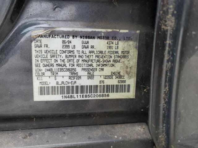 1N4BL11E85C206856 - 2005 NISSAN ALTIMA SE GRAY photo 12