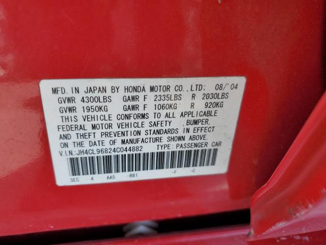 JH4CL96824C044882 - 2004 ACURA TSX RED photo 12