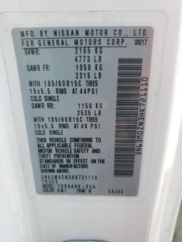 3N63M0ZN3HK721110 - 2017 CHEVROLET CITY EXPRE LT 白色 照片 12