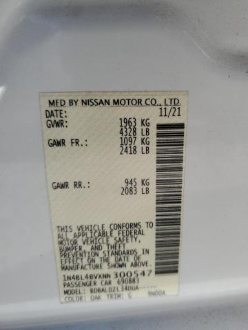 1N4BL4BVXNN300547 - 2022 NISSAN ALTIMA S WHITE photo 12