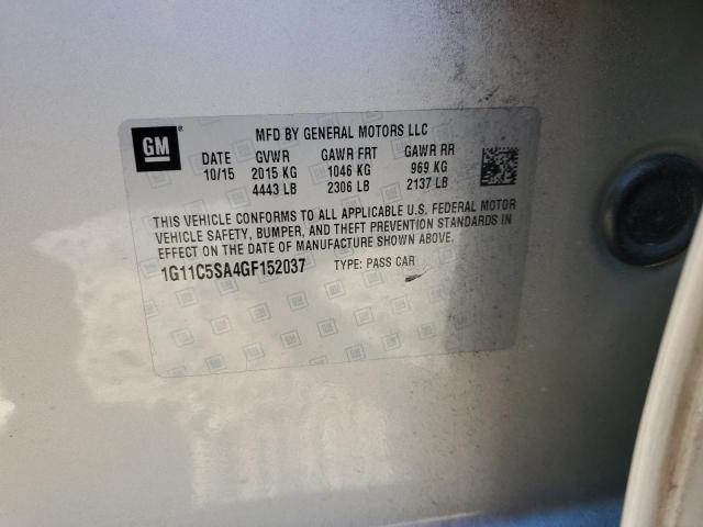 1G11C5SA4GF152037 - 2016 CHEVROLET MALIBU LIM LT 银色 照片 12