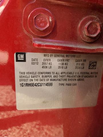 1G1RH6E42CU114599 - 2012 CHEVROLET VOLT RED photo 12