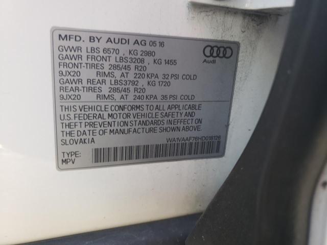 WA1VAAF76HD018126 - 2017 AUDI Q7 PRESTIGE თეთრი ფოტო 13