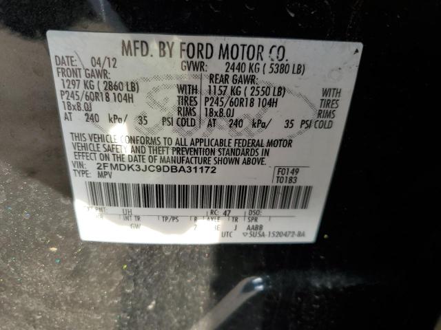 2FMDK3JC9DBA31172 - 2013 FORD EDGE SEL BLACK photo 13